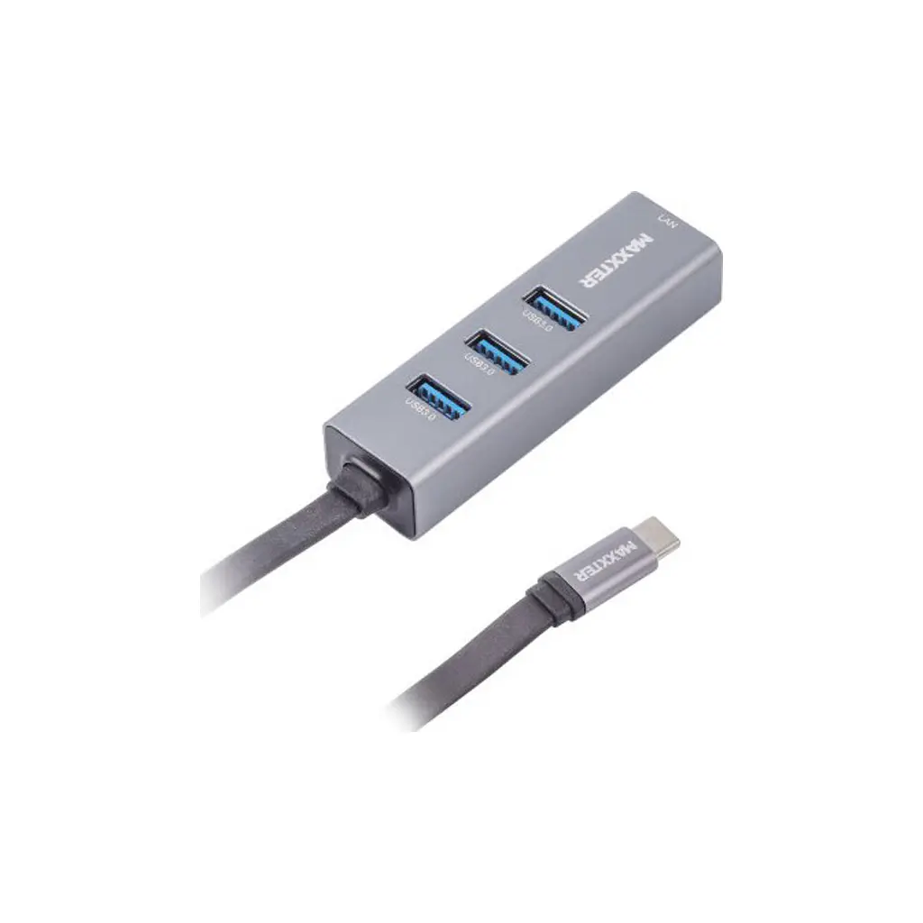 Концентратор Maxxter Type-C to Gigabit Ethernet, 3 Ports USB 3.0 (NECH-3P-02) - фото 2