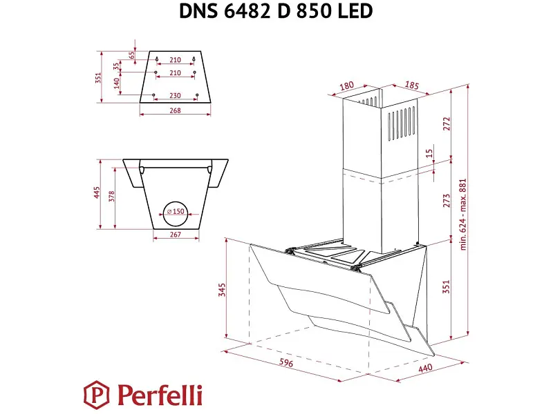 Витяжка Perfelli DNS 6482 D 850 BL LED - фото 8