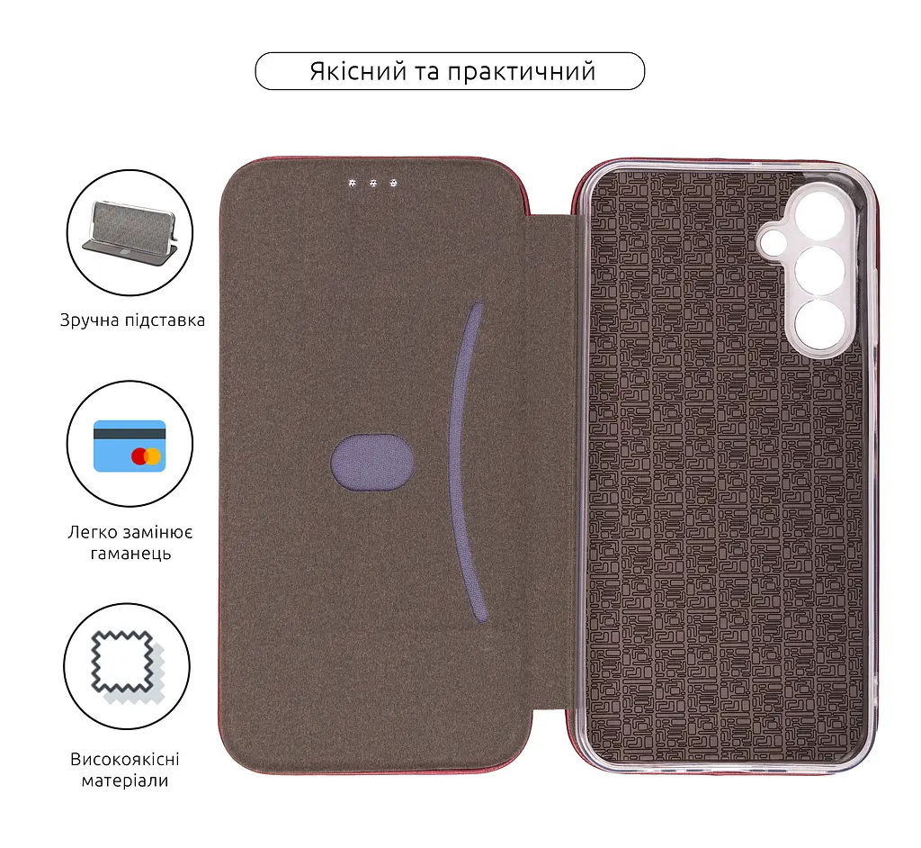 Чехол-книжка для Samsung Galaxy M15 5G (M156), G-Case, бордовый, кожаный чехол-книга из экокожи (PU) и TPU, с магнитом, с подставкой и вместительным кардхолдером, противоударный, защита всего корпуса, ArmorStandart (ARM76383) - фото 3