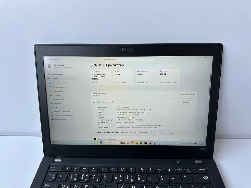 Ноутбук Lenovo Thinkpad X280 12.5" (i5-8350U / 8GB / SSD 256GB / 1920x1080 IPS Touch) б/в - фото 4
