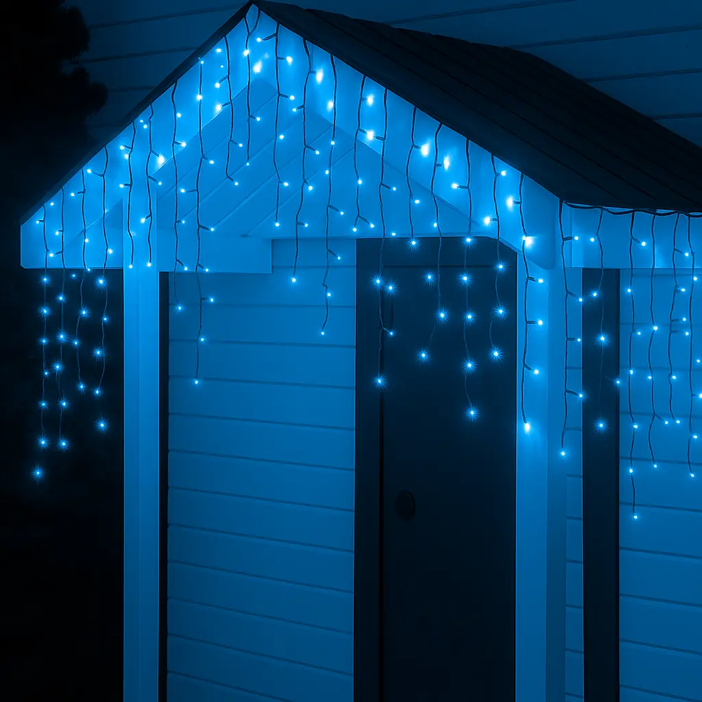Новорічна гірлянда вулична Бахрома GarlandoPro 6 м 105 LED білий провід Синє світло 6МWBL - фото 3