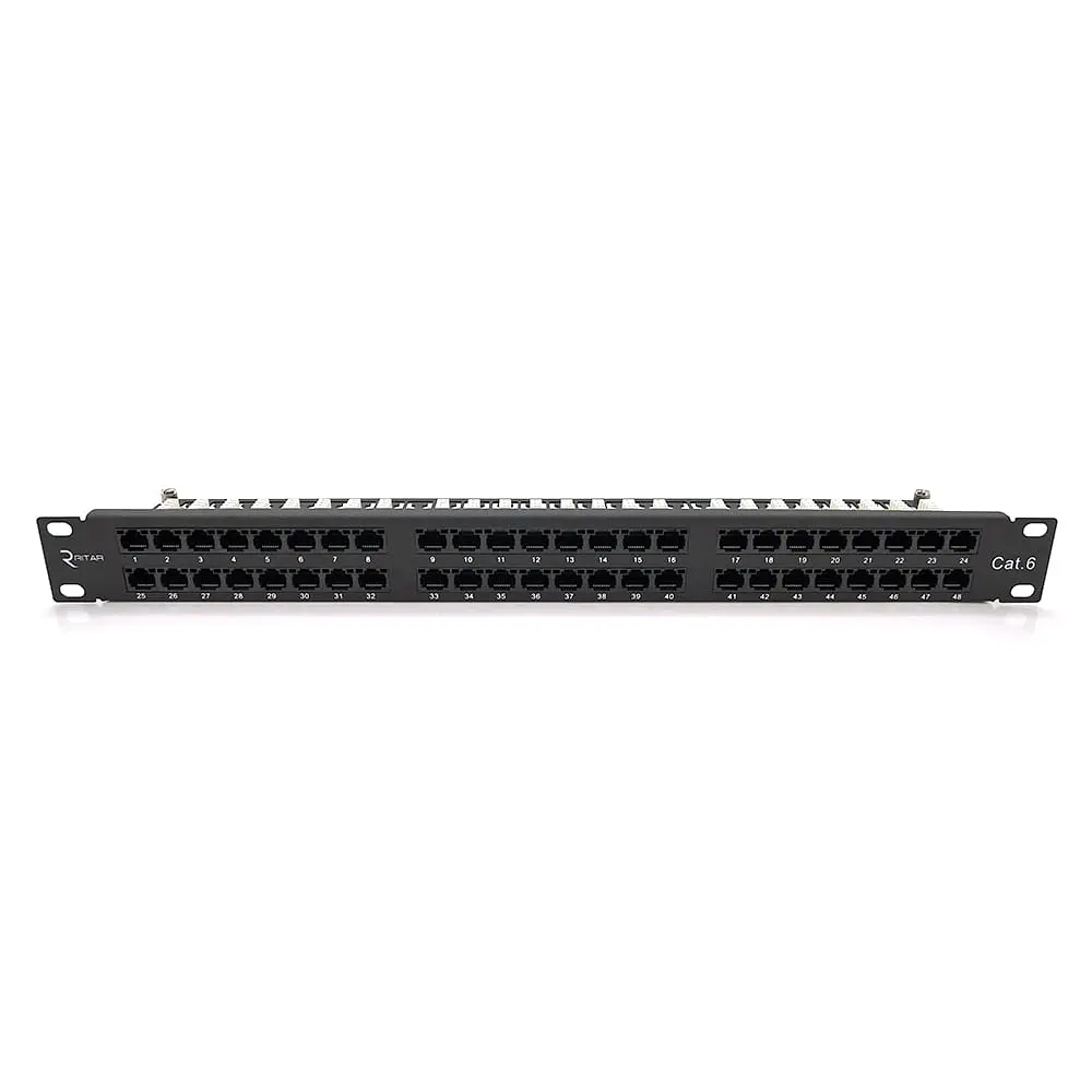 Патч-панель Ritar 48 портів UTP DUAL кат 6 19" 1U неекранована чорна Q10 (73-00887) - фото 3