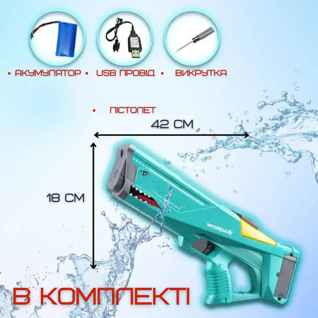 Водяний автомат на акумуляторі портативний водний бластер Combuy det0018993 - фото 6