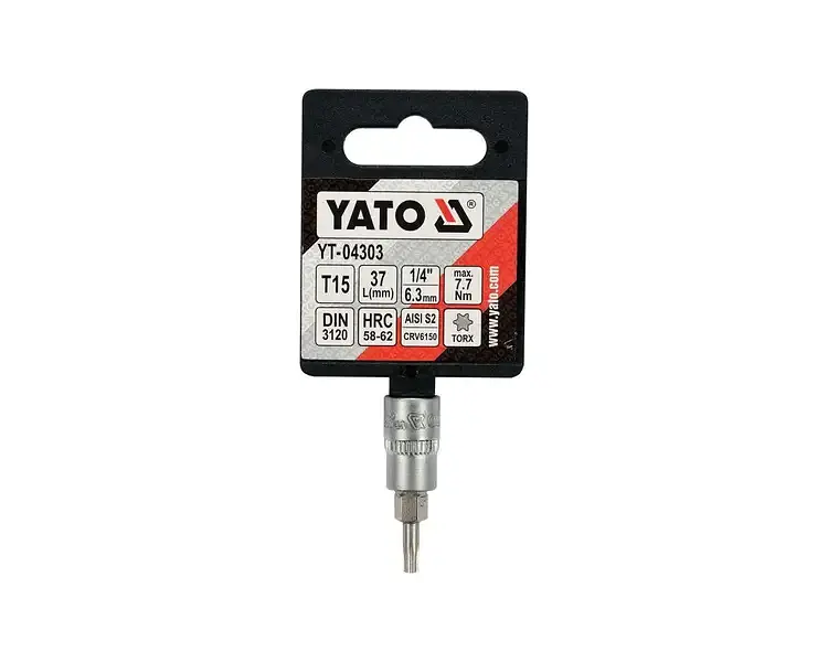 Головка торцева Yato квадрат 1/4" TORX Т15 L= 37 мм (YT-04303) - фото 3