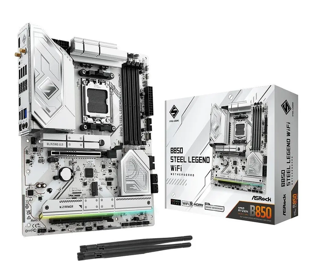 Материнська плата AsRock B850 STEEL LEGEND WIFI (B850 STEEL LEGEND WIFI) (Socket AM5, AMD B850, ATX) - фото 5
