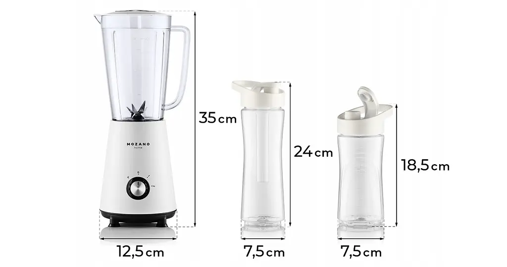 Портативний блендер 3 в 1 Mozano Nutri Sport 450Вт Білий 3 ємності в комплекті - фото 3
