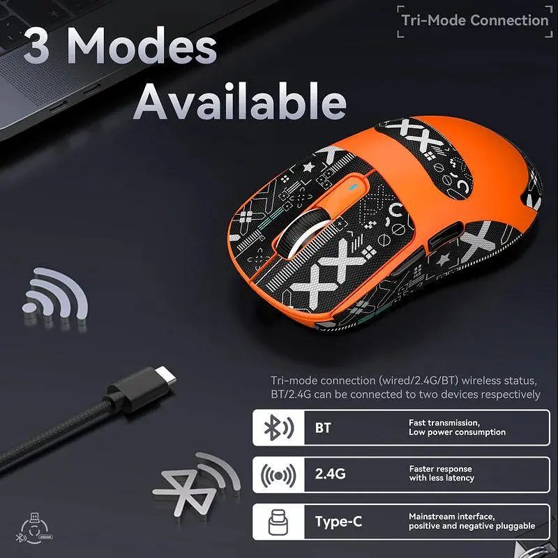 Бездротова мишка ATTACK SHARK X3 Orange | Сенсор PAW3395 | 65 годин акум - фото 5