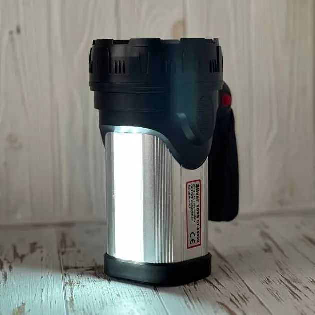 Ліхтар прожектор акумуляторний світлодіодний 10W та 28 LED бічний лампою світильником 6000 mAh Silver Toss ST-6688B сріблястий - фото 2
