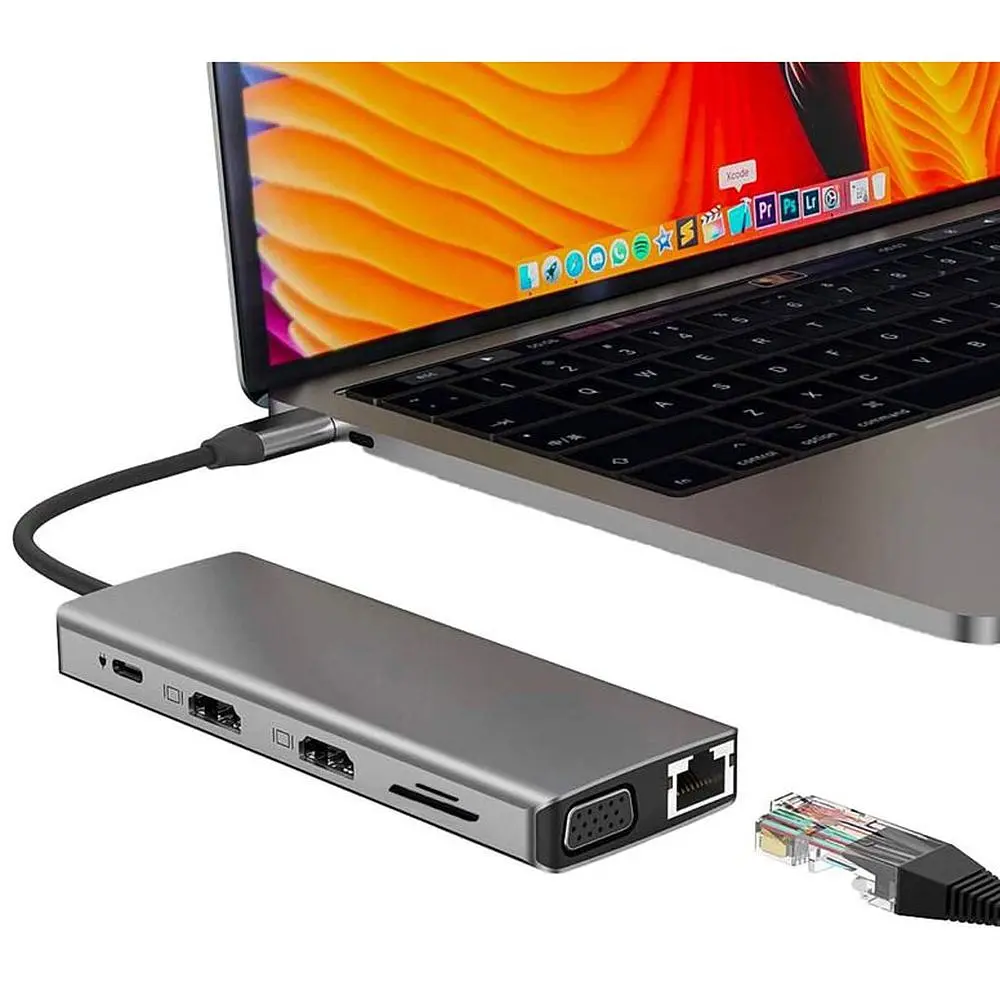 Адаптер CasePro Type-C to HDTV 12 в 1 для Macbook Pro - фото 2