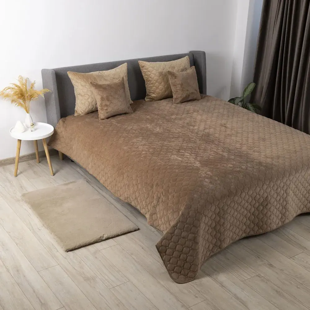 Покрывало ТЕП евро Velour Ромб круглый 4-00517-22385 220х240 см капучино - фото 3