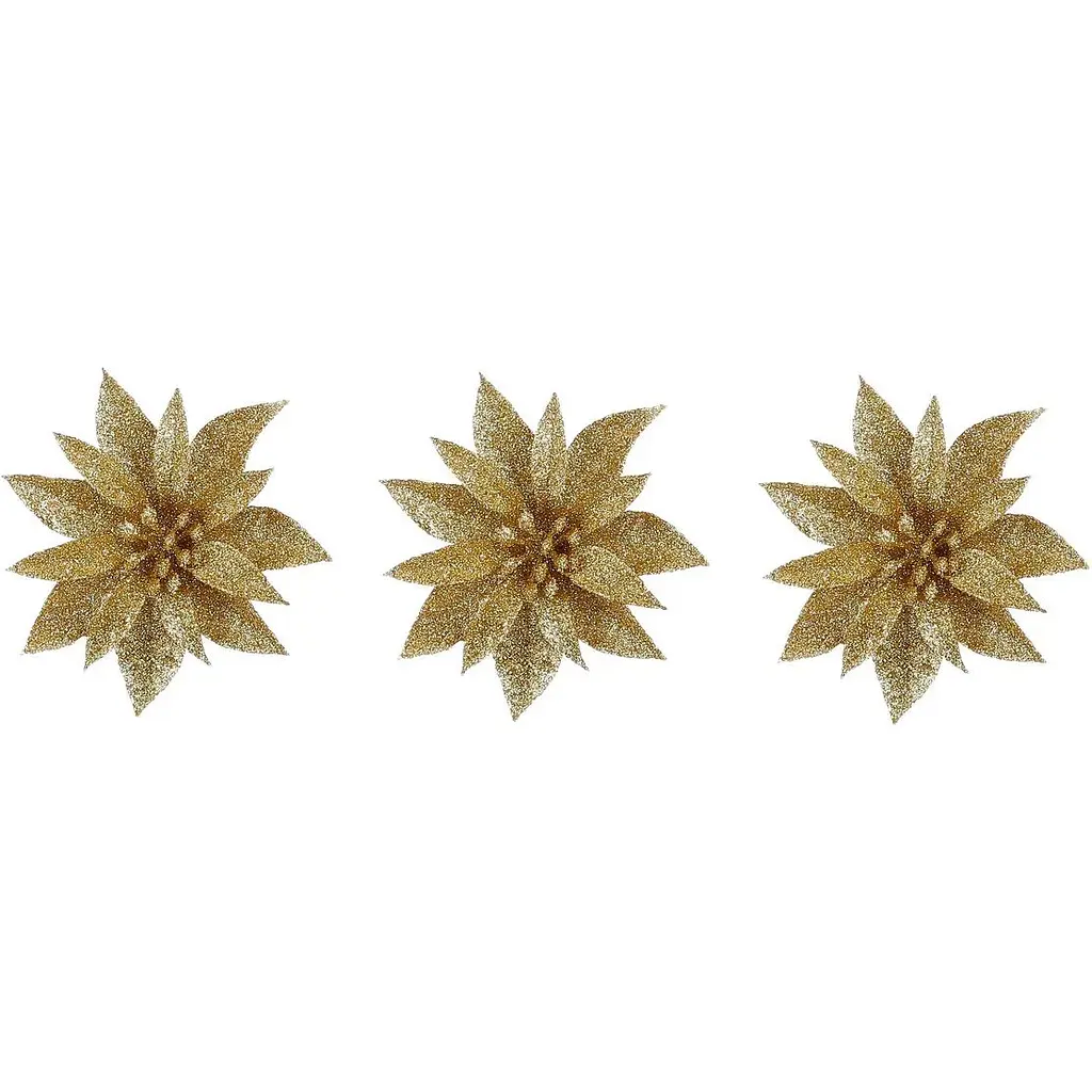 Квітка декоративна Mica Decorations на кліпсі 10 см золота 3 шт. (1181051) - фото 2