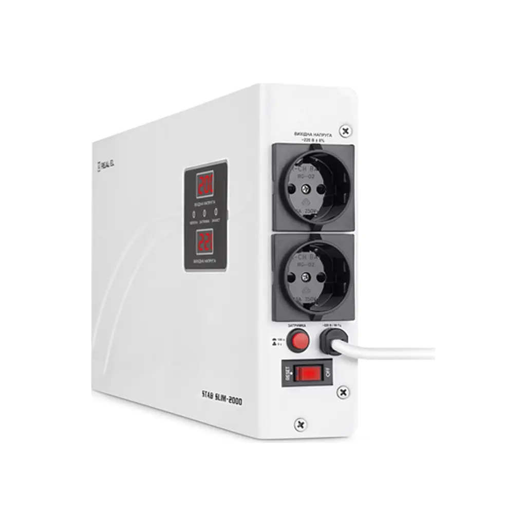 Стабілізатор напруги REAL-EL STAB SLIM-2000, white (EL122400008) - фото 5