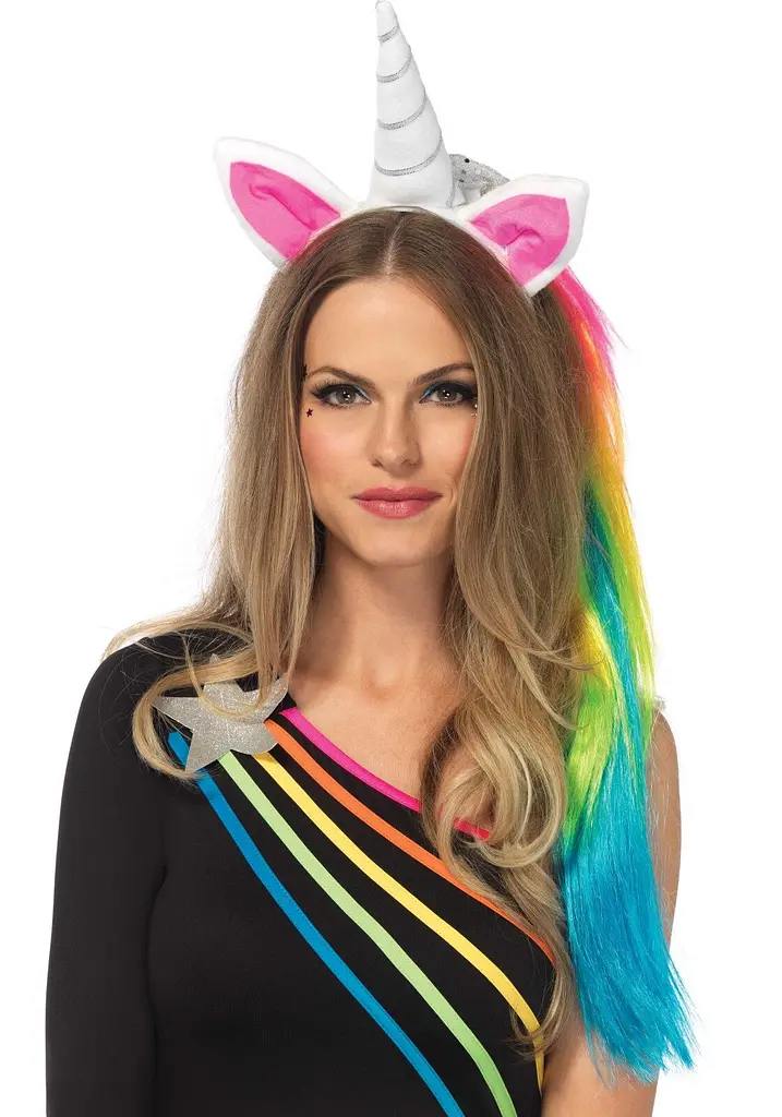 Обруч ріг єдинорога Leg Avenue Magical Unicorn Headband з різнокольоровою гривою