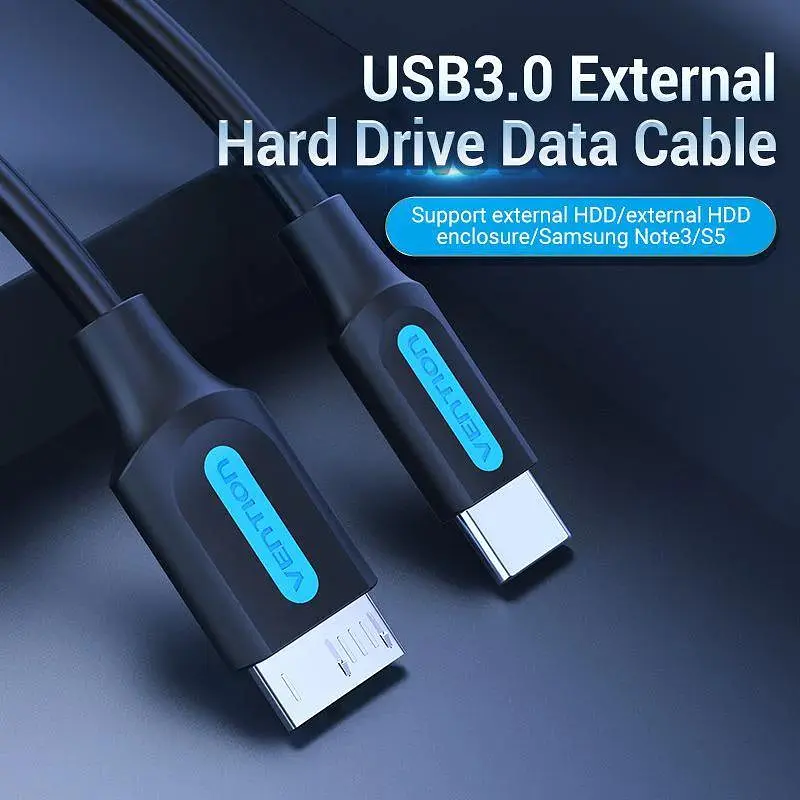 Кабель Vention USB 3.0 C Male to Micro-B Male 2A Cable 0.5M Black (CQABD) - фото 2