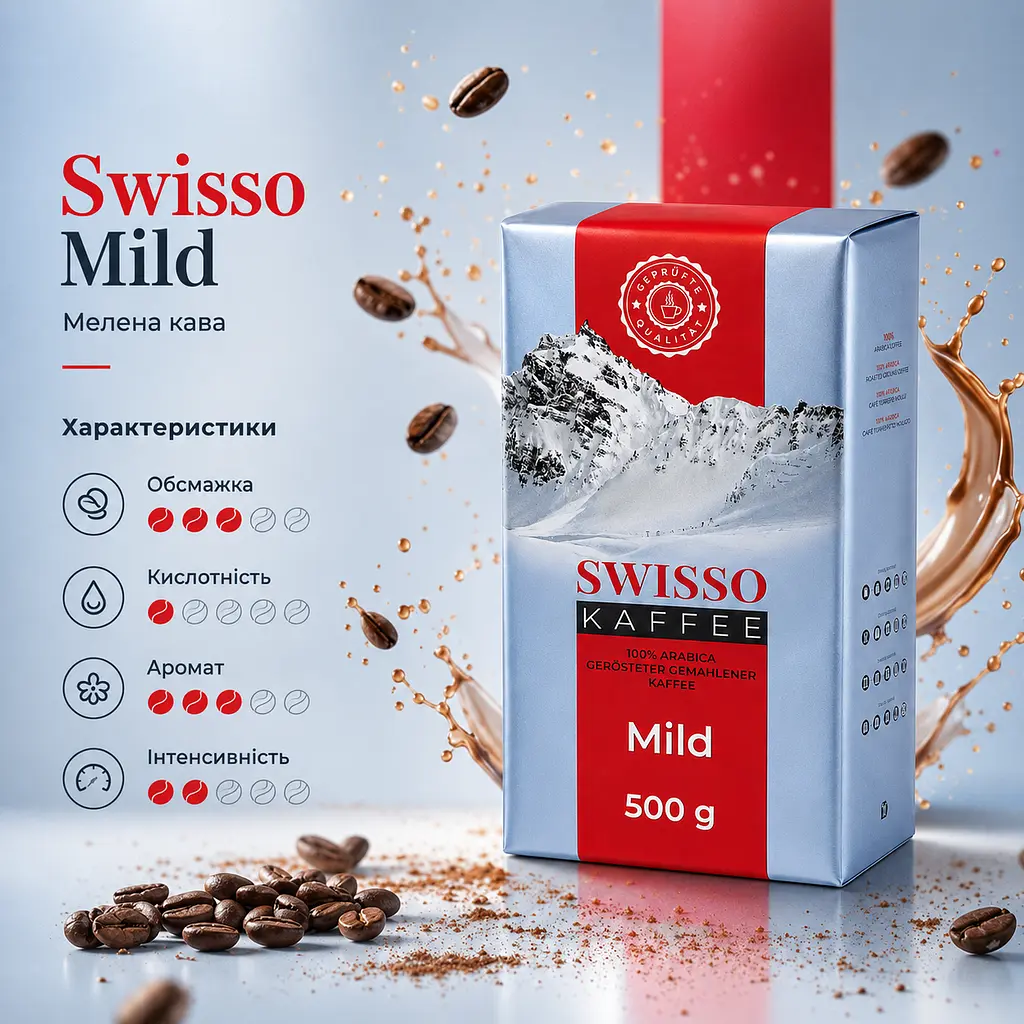 Кава мелена Swisso Kaffee Mild 100% Арабіка 500 г натуральна середнього обсмаження - фото 3