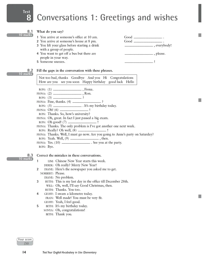 Test Your English Vocabulary in Use Elementary with Answers 2nd Edition - фото 9