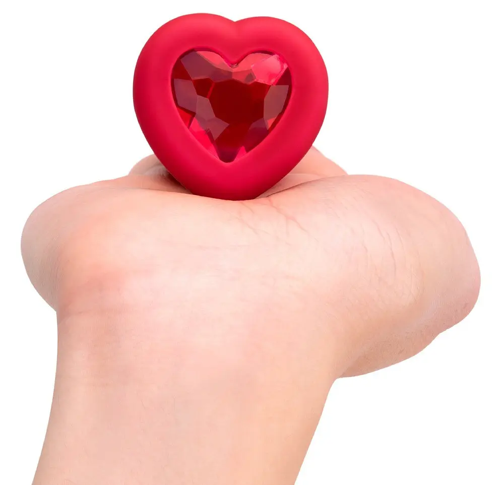 Анальна пробка з вібрацією та панеллю управління B-Vibe Vibrating Heart Plug M/L Red - фото 5