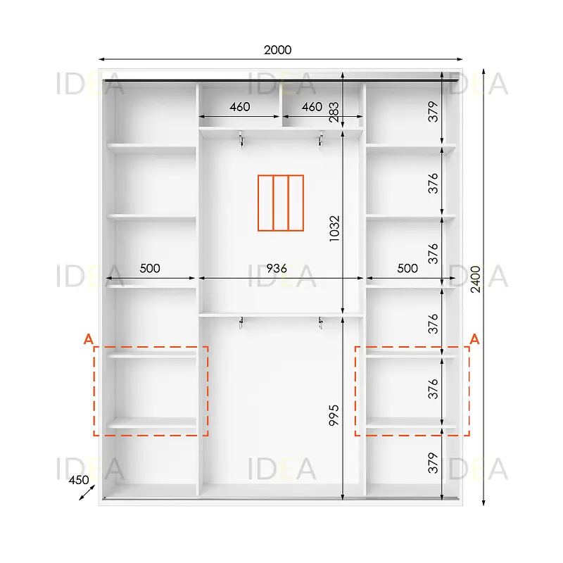 Шафа-купе Idea серія 3 200 x 45 x 240 см Білий - фото 2