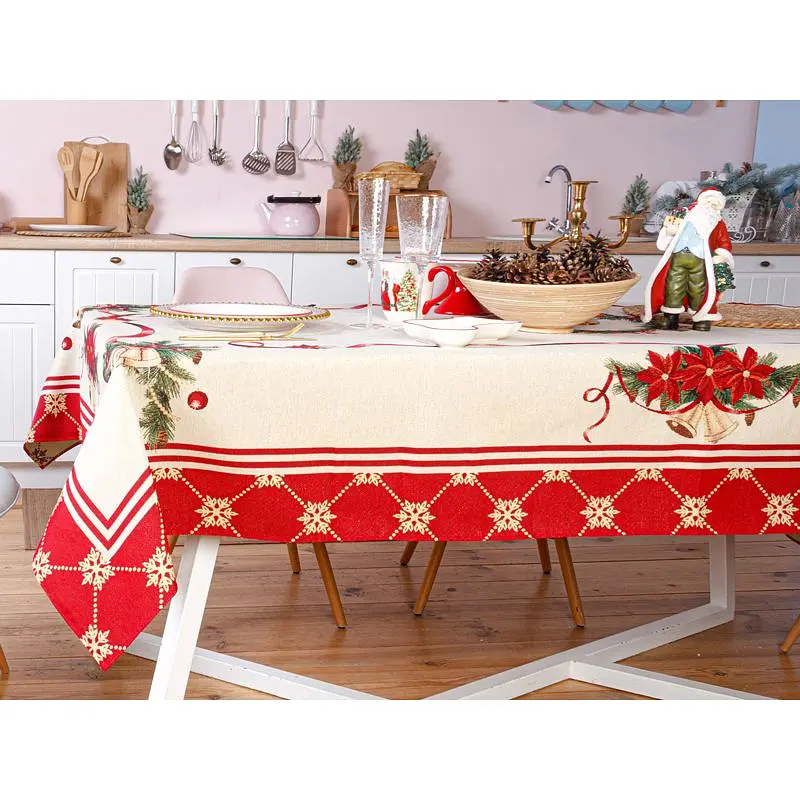 Скатертина Lefard Home Textile Carpi гобеленова новорічна з люрексом 140х140 см (716-024) - фото 2