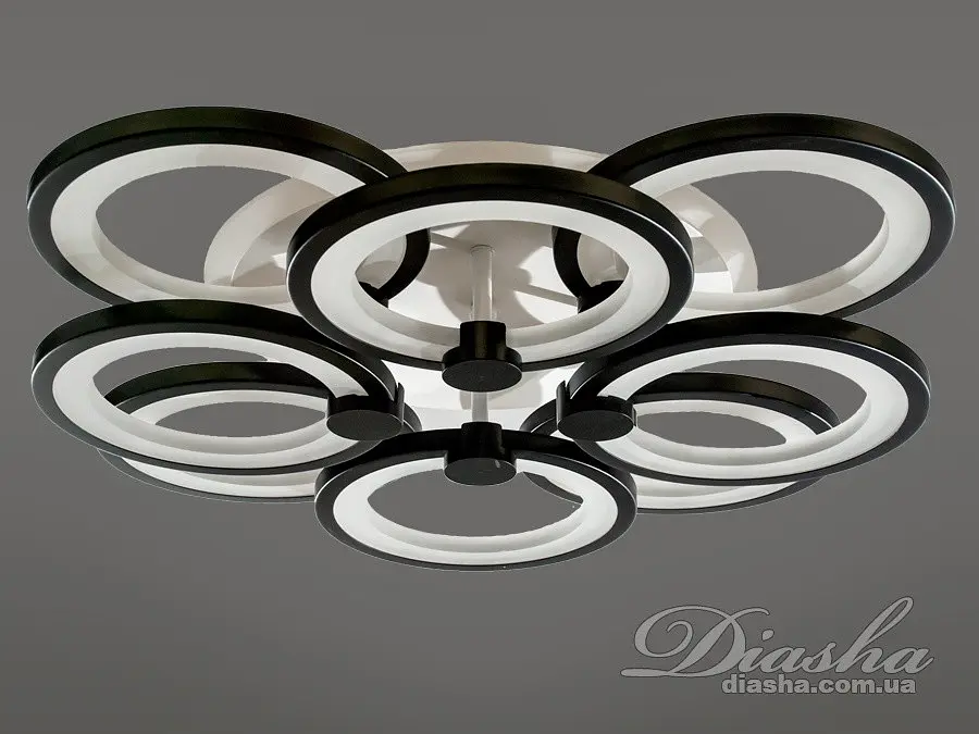 Стельова LED-люстра Diasha 8022/4+4BK 150W, Ø 52×13 см, 3 кольори світла, диммер, пульт - фото 2