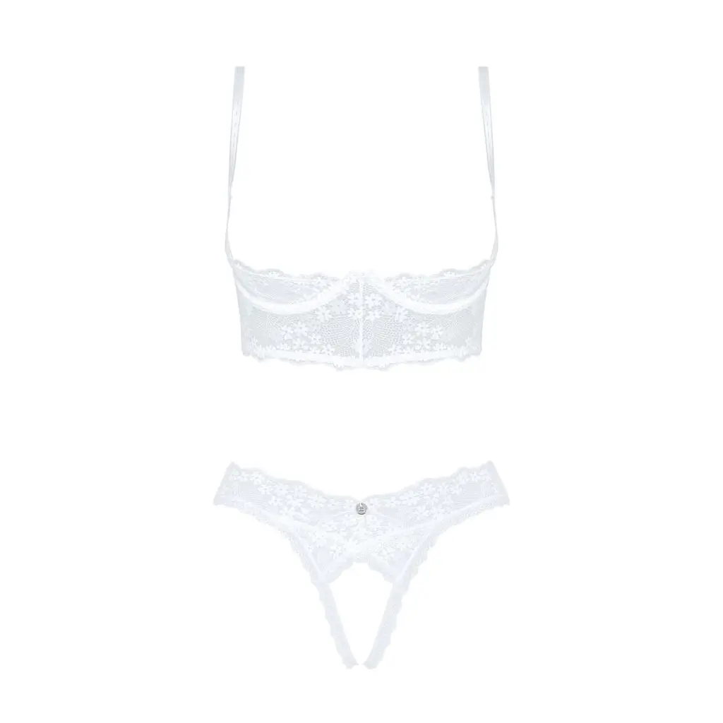 Еротичний комплект Obsessive Heavenlly 2-pcs cupless set XS/S, відкриті груди, з доступом - фото 3