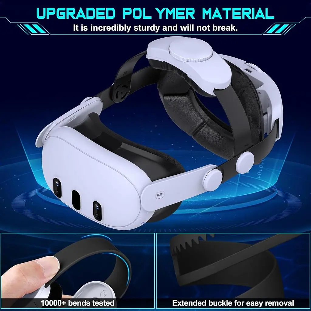 Повязка на голову Elegamefy Comfort для Meta Quest 3/Quest 3s, двойные ручки, связанные Elite Strap, поддержка, VR-аксессуар - фото 4