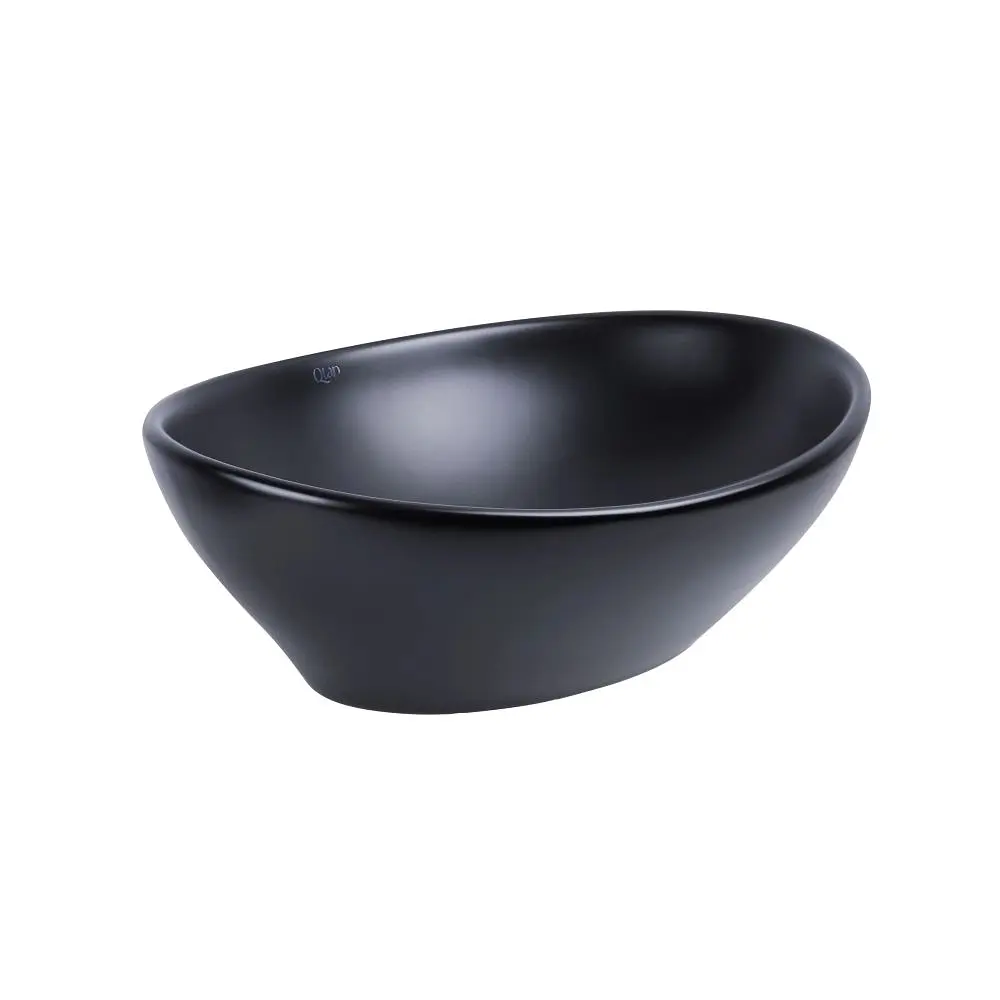 Умивальник Qtap Dove накладний овальний 410x335x145 мм Black matt + донний клапан PU03, Чорний матовий - фото 4