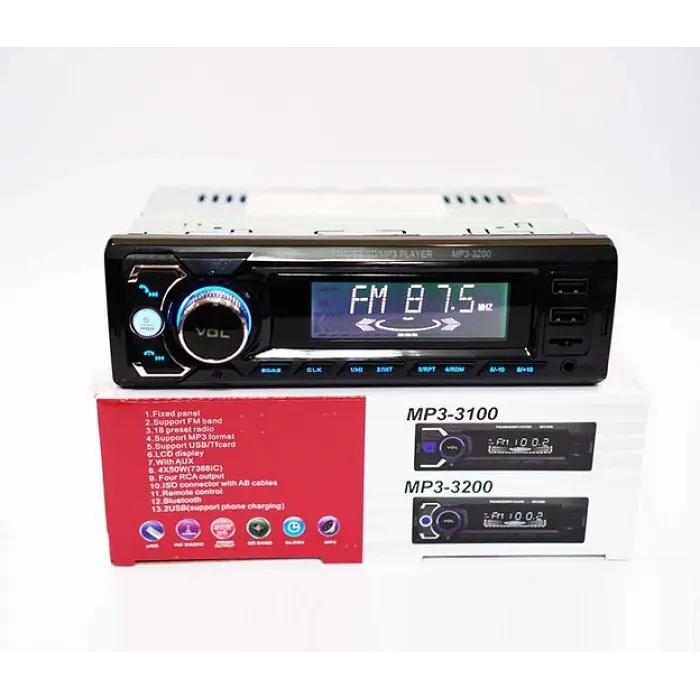 Автомагнитола UKC MP3-3200 1Din магнитола с пультом Bluetooth 4x50W - фото 3