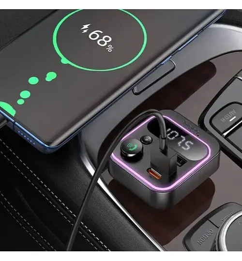 Автомобільний FM модулятор (трансмітер) Hoco E86 2хUSB Type-C PD48W + QC3.0 - фото 2