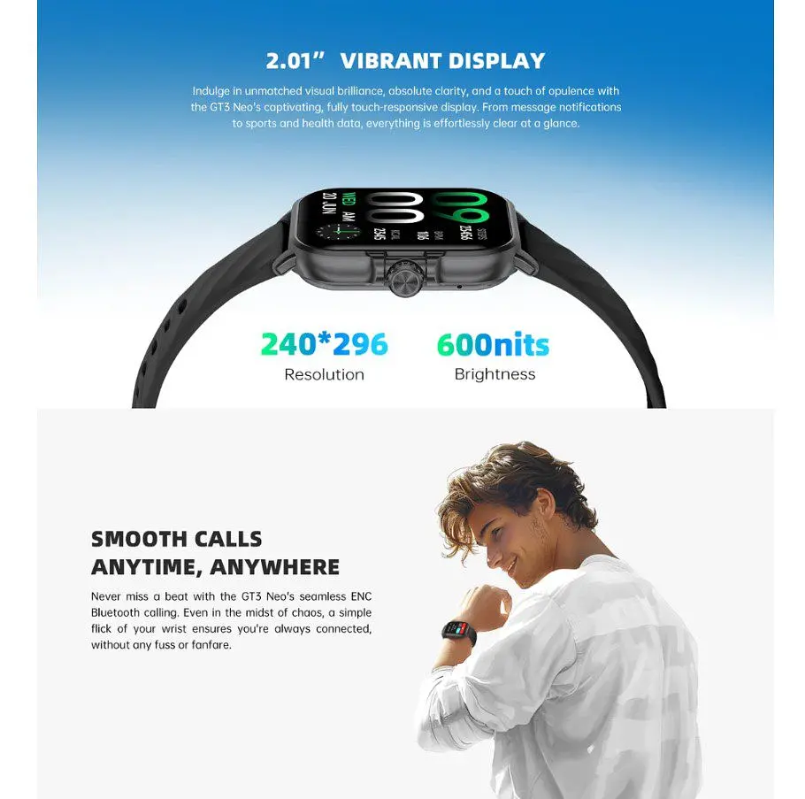 Смарт-годинник Smart Watch Black Shark GT-3 Neo Black 2.01 (296x240) TFT 250 мА·год - фото 6