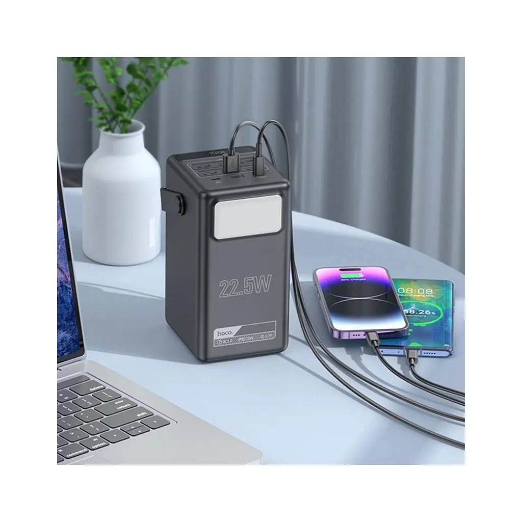Батарея універсальна HOCO 100000mAh Endure 22.5W PD, QC, LED Lamp, Black (DB03 / 714721) - фото 9
