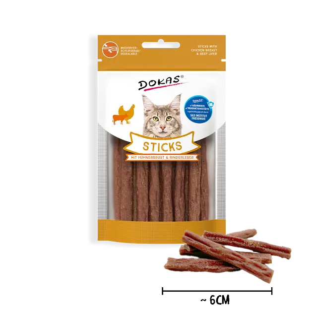 Ласощі для котів Dokas Sticks з курячою грудкою та яловичою печінкою - фото 3