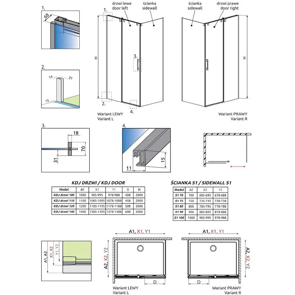 Душевая перегородка фронтальная Radaway Espera Pro KDJ 54x200 правая, безопасное стекло, прозрачное (10092120-01-01R) - фото 4