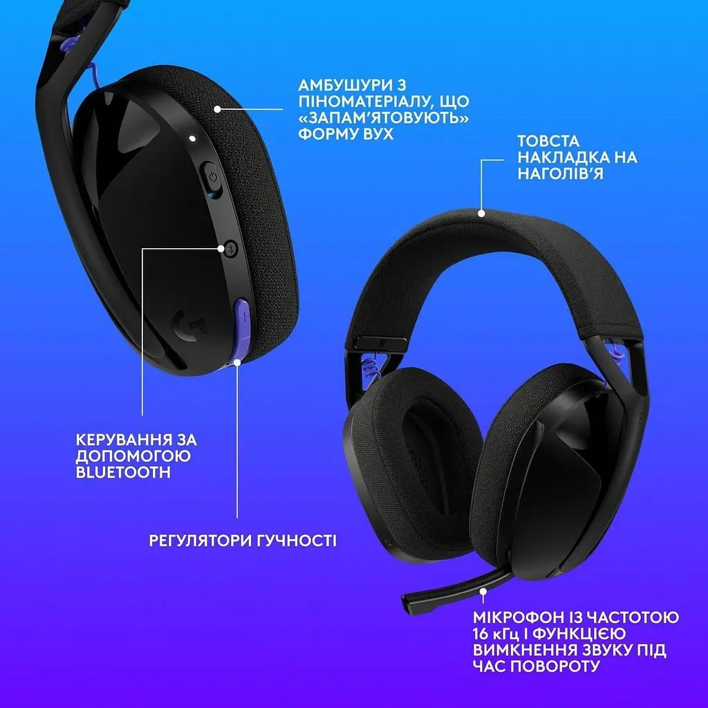 Ігрова гарнітура Logitech G321 Lightspeed Wireless Black (981-001563) - фото 5