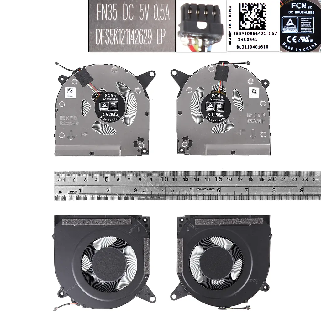 Вентилятори для Lenovo Legion S7-15IMH5 S7-15ARH5, (CPU+GPU FAN 5V 0.5A, 5F10S13923, FN35+FN36) - фото 3