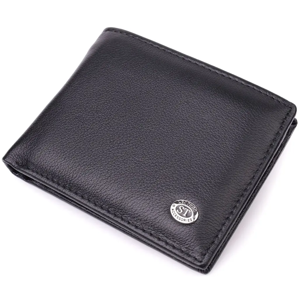 Гаманець-затиск з натуральної шкіри ST Leather 22476 чорний - фото 10