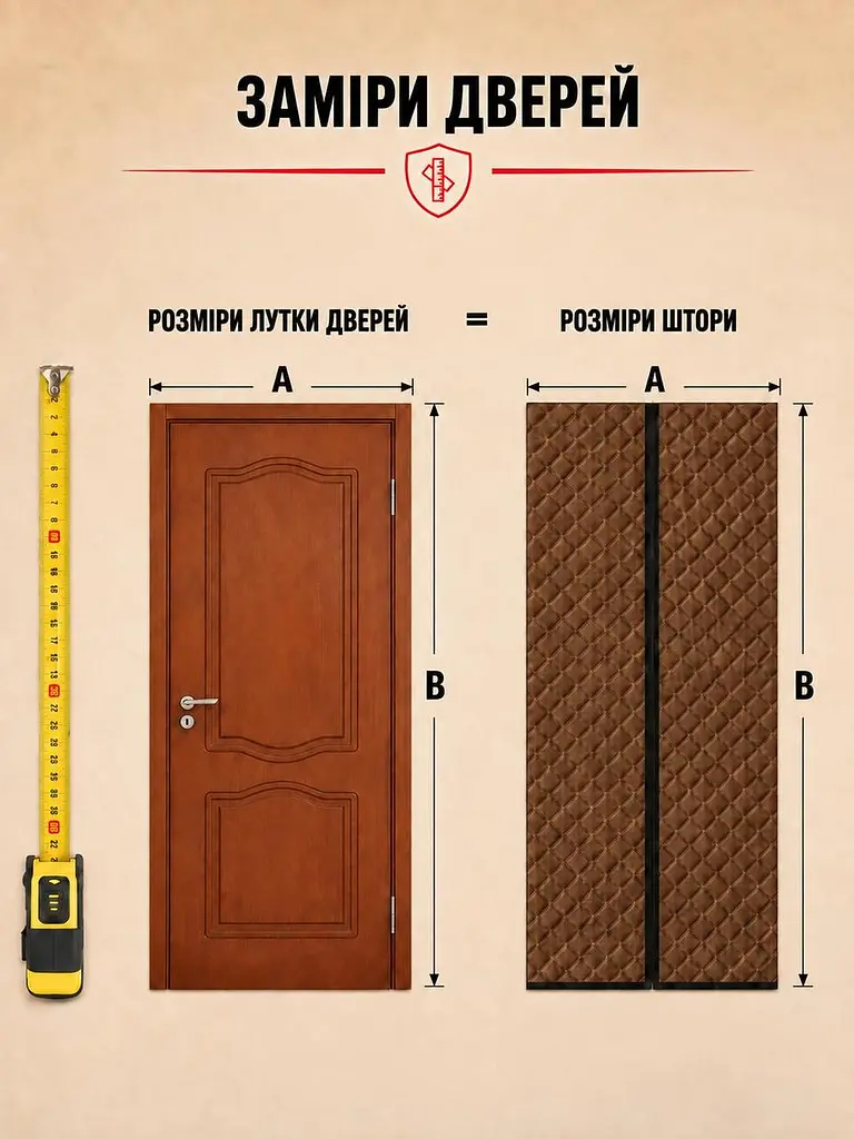 Тепла штора на двері (на магнітах) Коричнева PP 120*210 см - фото 10