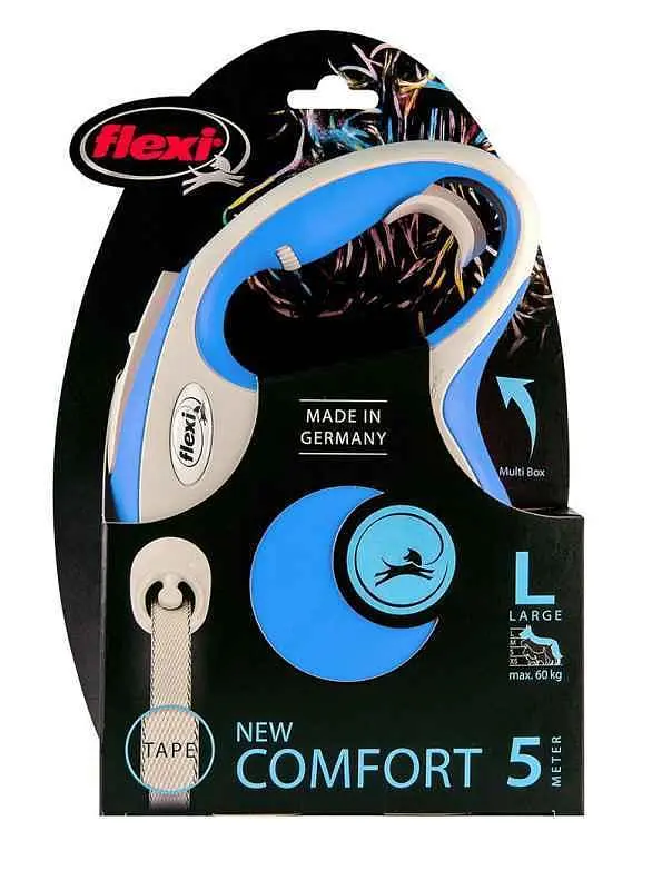Поводок-рулетка Flexi New Comfort L для собак крупных пород лента 5 м до 60 кг синий - фото 4