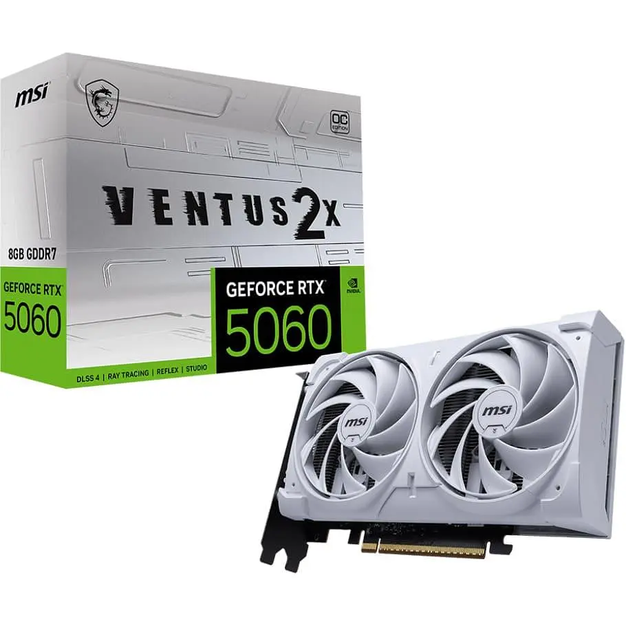 Видеокарта MSI RTX 5060 8G VENTUS 2X OC WHITE (RTX 5060 8G VENTUS 2X OC WHITE) (GDDR7, 128 bit, PCI-E v5.0 x16) - фото 5