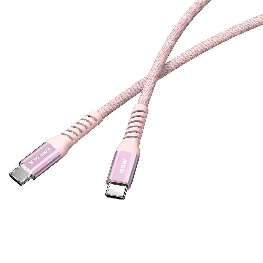 Кабель Verbatim 60 Вт /USB-C–USB-C /120 см-рожевий (31853) - фото 2
