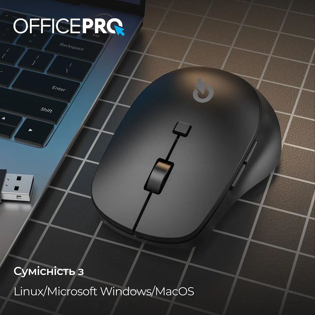 Миша OfficePro M305B Silent Click Ergonomic Wireless Black [144317] - фото 13