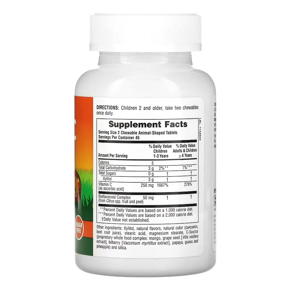 Вітамін С для Дітей без Цукру Sugar free Vit C - 90 таблеток у формі тварин - фото 2