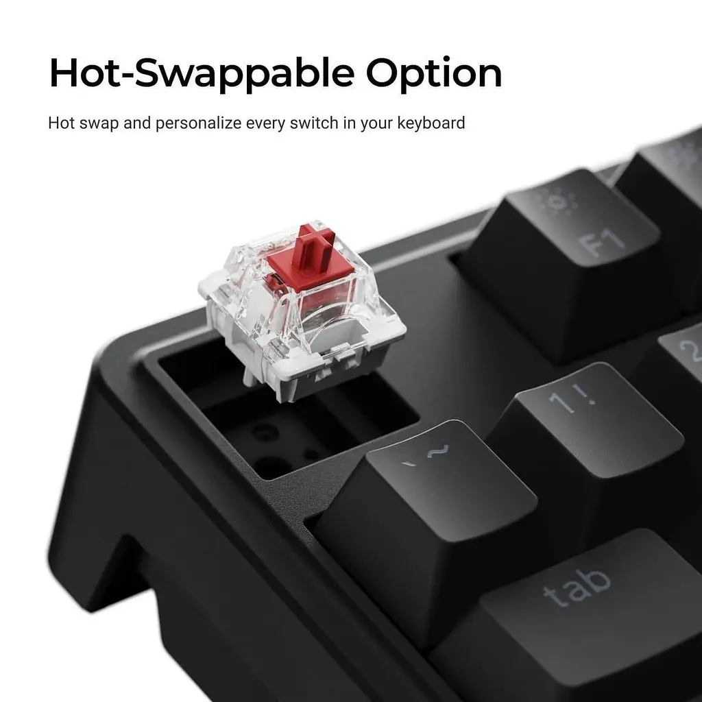 Клавиатура Keychron C3 Pro V2 87Key K pro Red USB-A QMK Hot-swap 8K EN/UKR RGB Black (C3PX-H1-UA) - фото 3