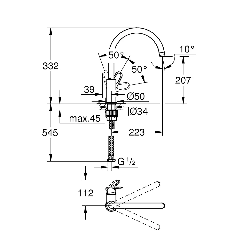 Змішувач для кухні Grohe Bau Flow 31230001, Хром - фото 3