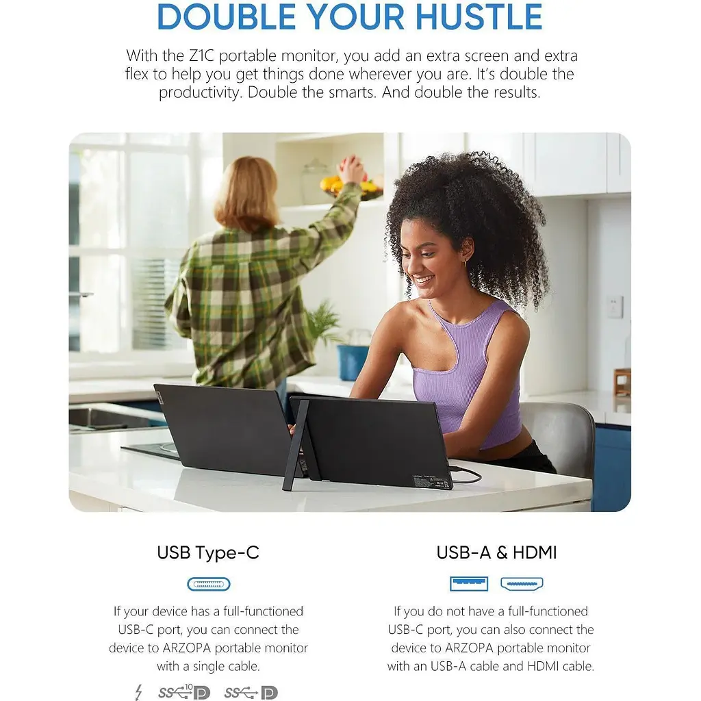 Портативний монітор Arzopa 16,1` Z1C IPS Full HD Black [139541] - фото 4