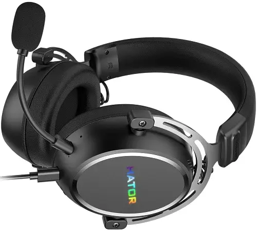 Навушники Hator Hypergang 3 USB, Black, мікрофон (ENC), динаміки 53 мм (Hi-Res), віртуальний об'ємний звук 7.1, RGB підсвічування логотипу, 32 Ом, 112 дБ, USB Type-C (1.3 м) / USB Type-A (1 м) (ESH50) - фото 4