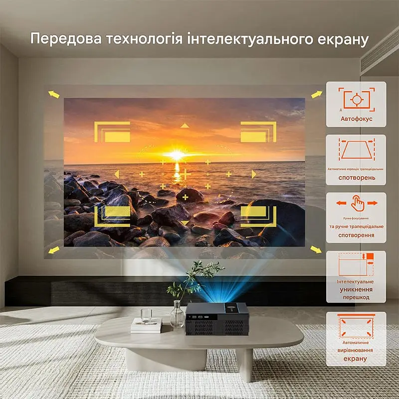 Мультимедійний смарт проектор з автофокусом Xnano X6 H716 1080P 2/16 Гб 630 ANSI Android 11 чорний - фото 2