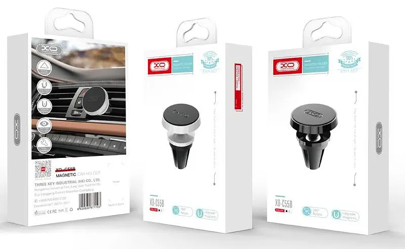 Автодержатель XO C55B Air Vent Car Holder Round Magnetic черный (7109735) - фото 2
