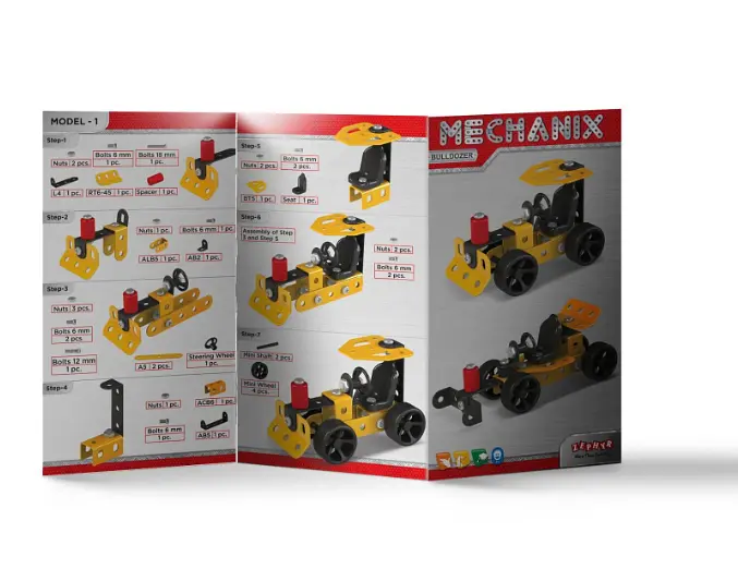 Конструктор Zephyr Mechanic Bulldozer металевий розвивальний 2 моделі  - фото 4