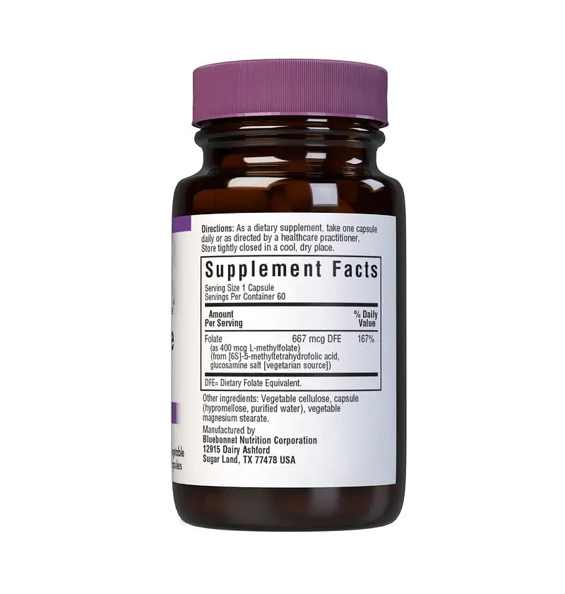 Фоліева кислота Bluebonnet Nutrition Cellular Active Methylfolate 400 mcg, 60 вегакапсул - фото 2